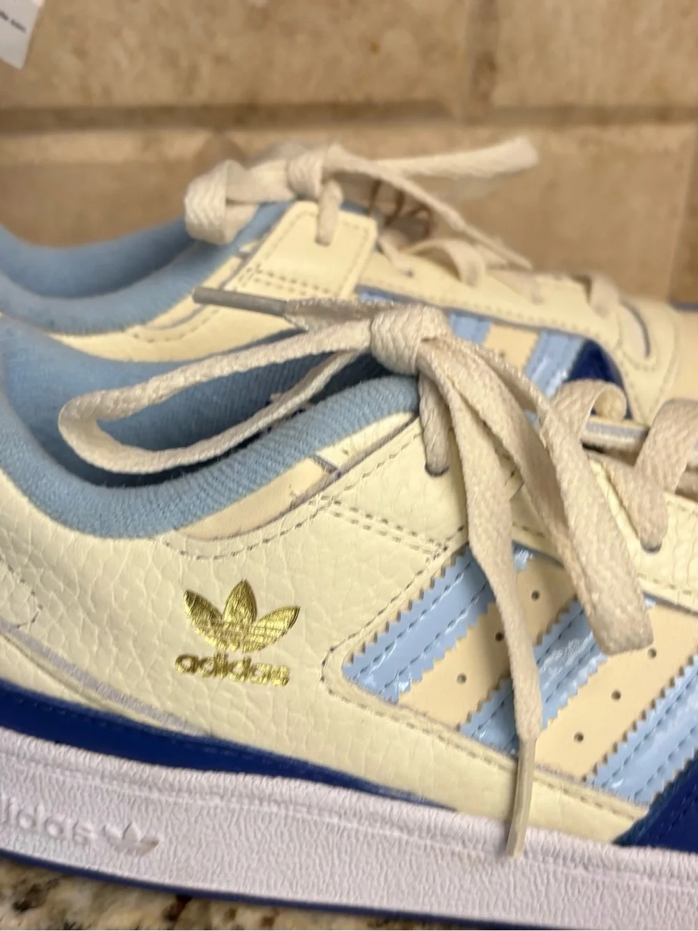 adidas Kids Cream, Light Blue and Blue Sneakers